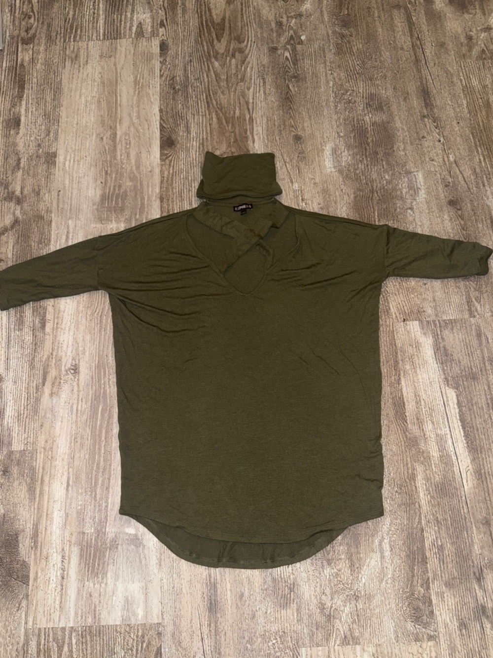 Express Olive Green Men's Long Sleeve Turtleneck Shirt